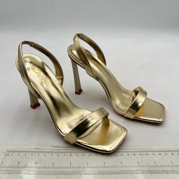 Zszszsu Gold High Heel Sandals Open Toe Slingback Slides Party Prom Summer Shoes - Picture 3 of 7